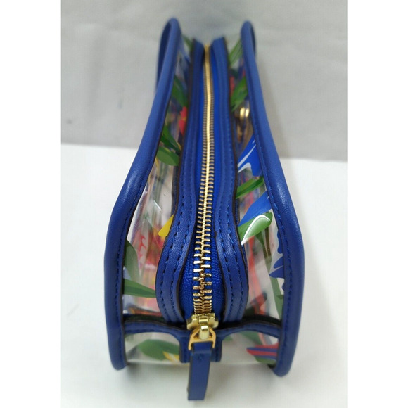 Tory Burch Clear Plastic Multicolor Flower Zipper Closure Cosmetic Pouch Wallet - Picture 4 of 13